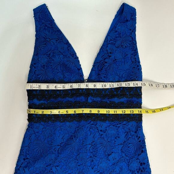 DVF Blue Viera Lace Sleeveless Shift Midi Dress V Neck 4 - Picture 2 of 11
